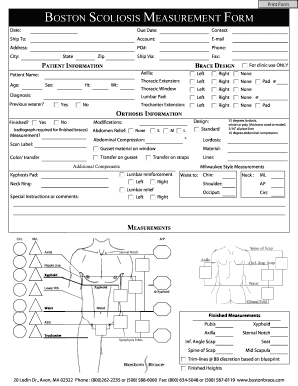 Boston Brace Scoliosis Measurement Form