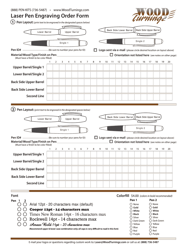 Laser Pen Engraving Order Form BWoodTurningzb