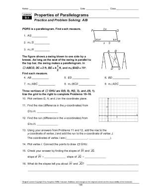 Lesson 9 1 Properties of Parallelograms Answer Key  Form