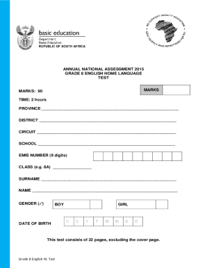 Grade 8 English Exam Papers with Answers PDF  Form