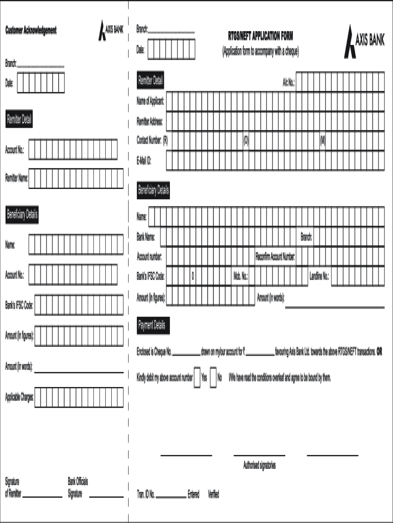 Axis Bank Rtgs Form Excel Download