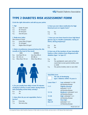 TYPE 2 DIABETES RISK ASSESSMENT FORM Diabetic Retinopathy Diabeticretinopathy Org