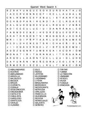 Spanish Word Search PDF  Form