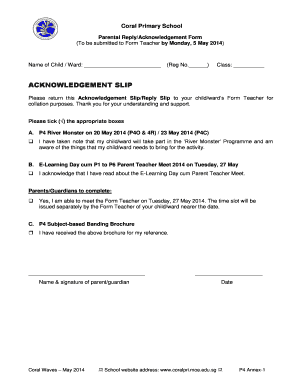 Acknowledgement Slip  Form