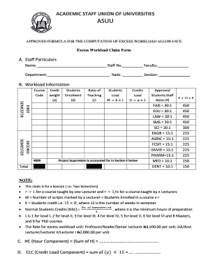 Asuu Claim Form for Eaa PDF