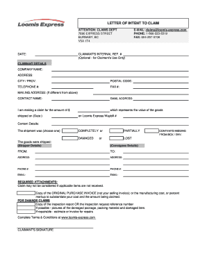 Loomis Claim Form