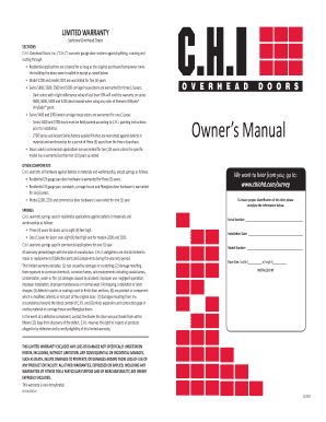 C H I Garage Door Installation Manual  Form