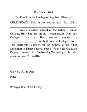 Telugu Linguistic Minority Certificate Format