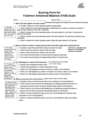 Scoring Form for Fullerton Advanced Balance FAB Scale