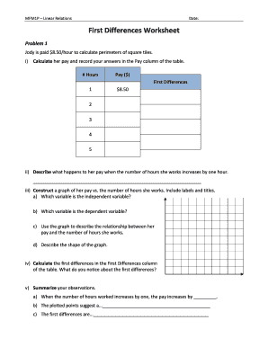 First Differences Worksheet  Form