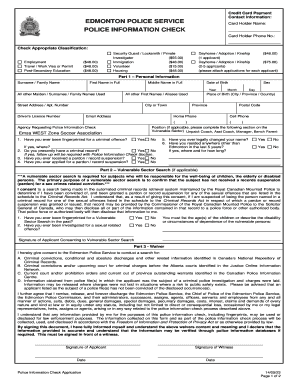 Vulnerable Sector Check Edmonton  Form