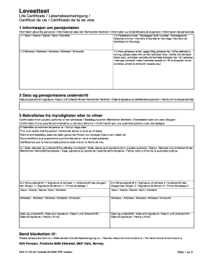 LeveattestLife Certificate Lebensbescheinigung Certificat De Vie Certificado De Fe De Vida NAV 21 0305bmengfrty08  Form