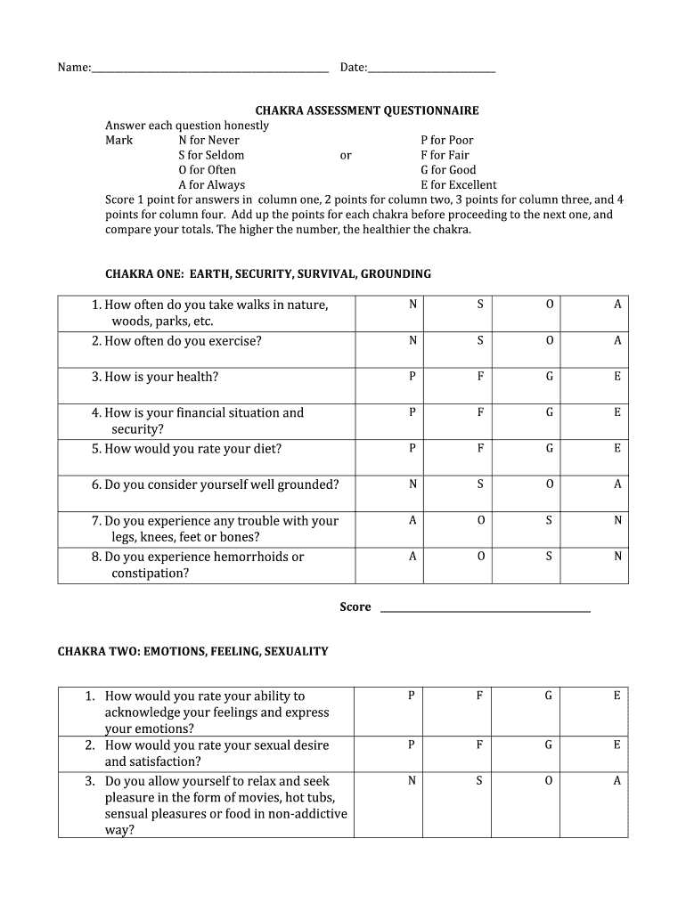 Chakra Test PDF  Form