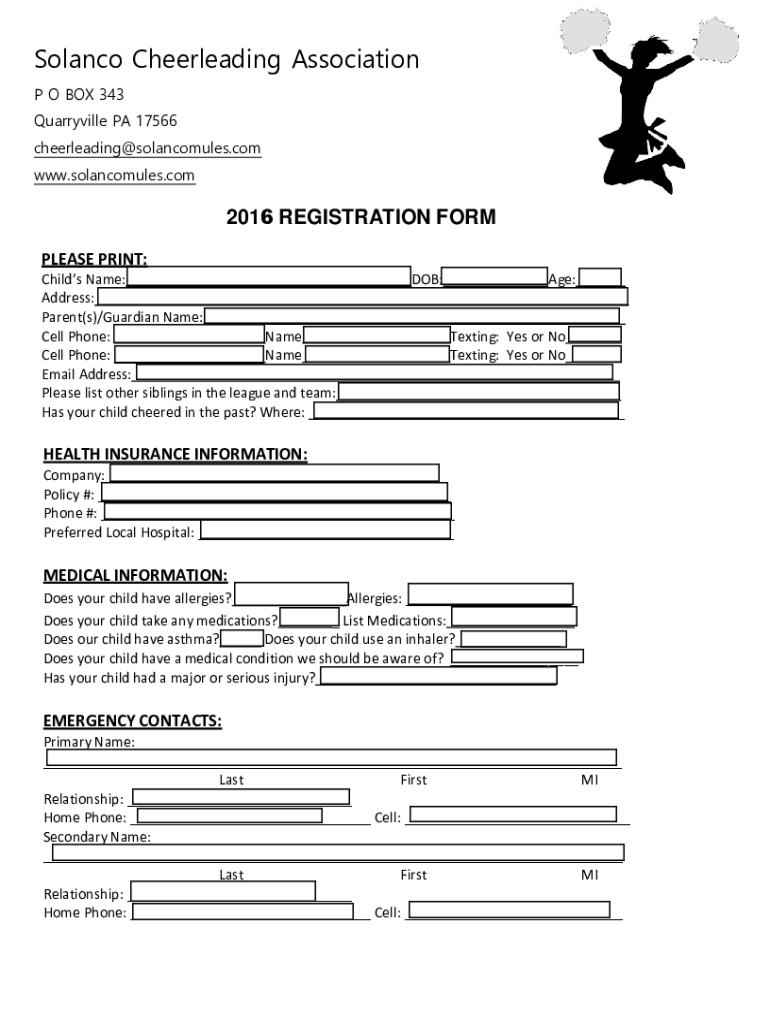  Forms Solanco Midget Football & Cheerleading Association 2016-2024