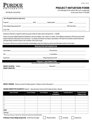  Project Initiation Form Purdue University Purdue 2016