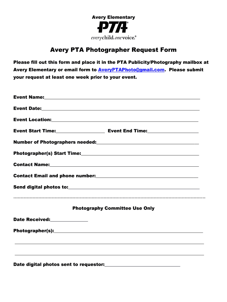 Photography Request Form Template