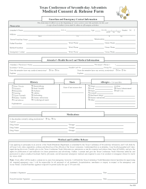  Texas Conference of Seventh Day Adventists Medical Consent 2006