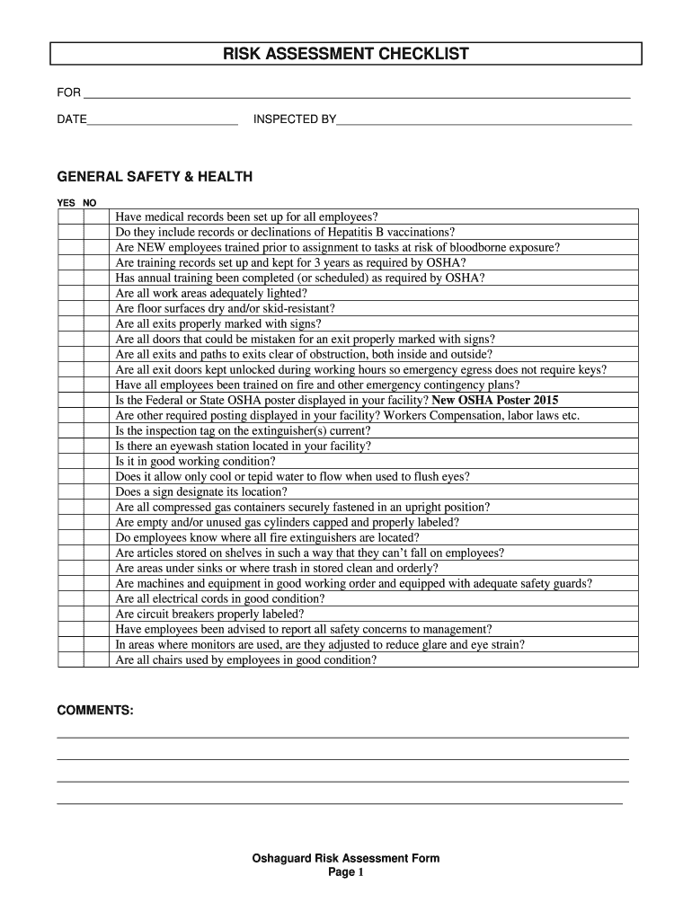 Oshaguard Risk Assessment Form