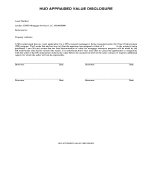 Hud Appraised Value Disclosure  Form