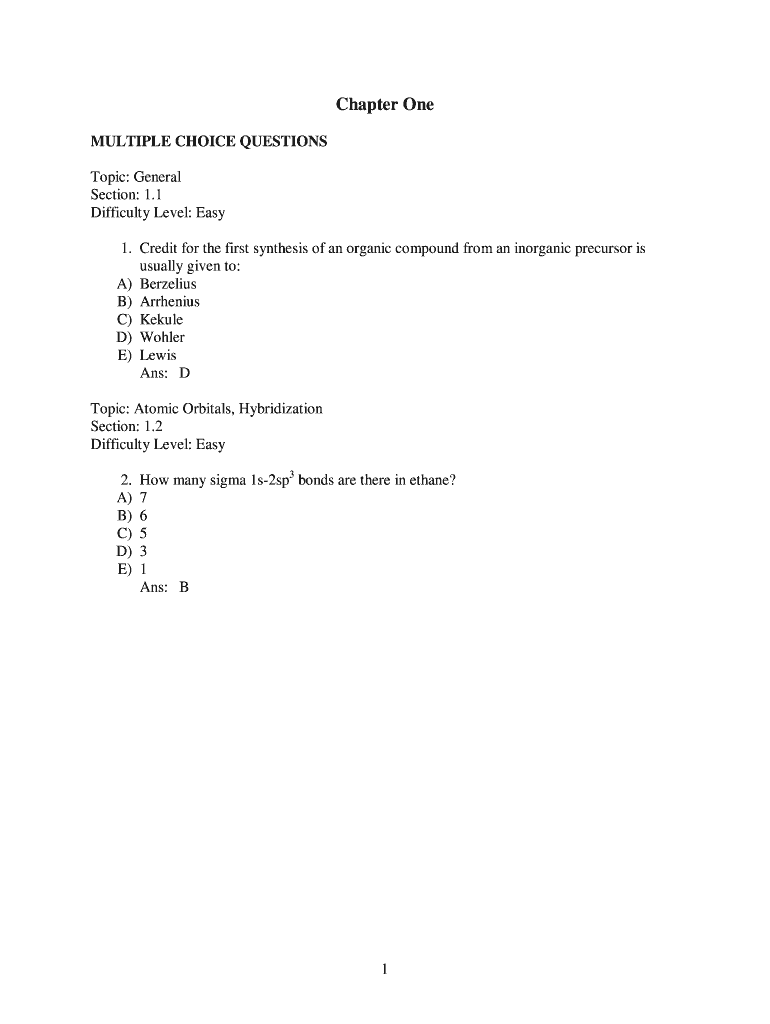 Organic Chemistry Test Bank PDF  Form