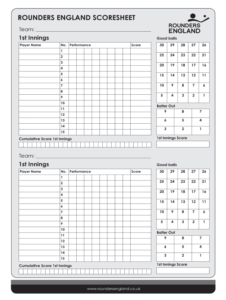 Rounders Score Sheet  Form