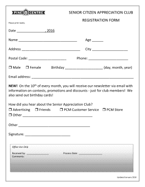 Senior Citizen Data Form PDF