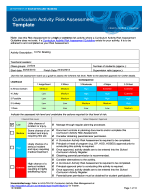 Curriculum Activity Risk  Form