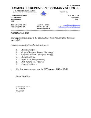 Lompec Primary School Mamelodi Fees  Form