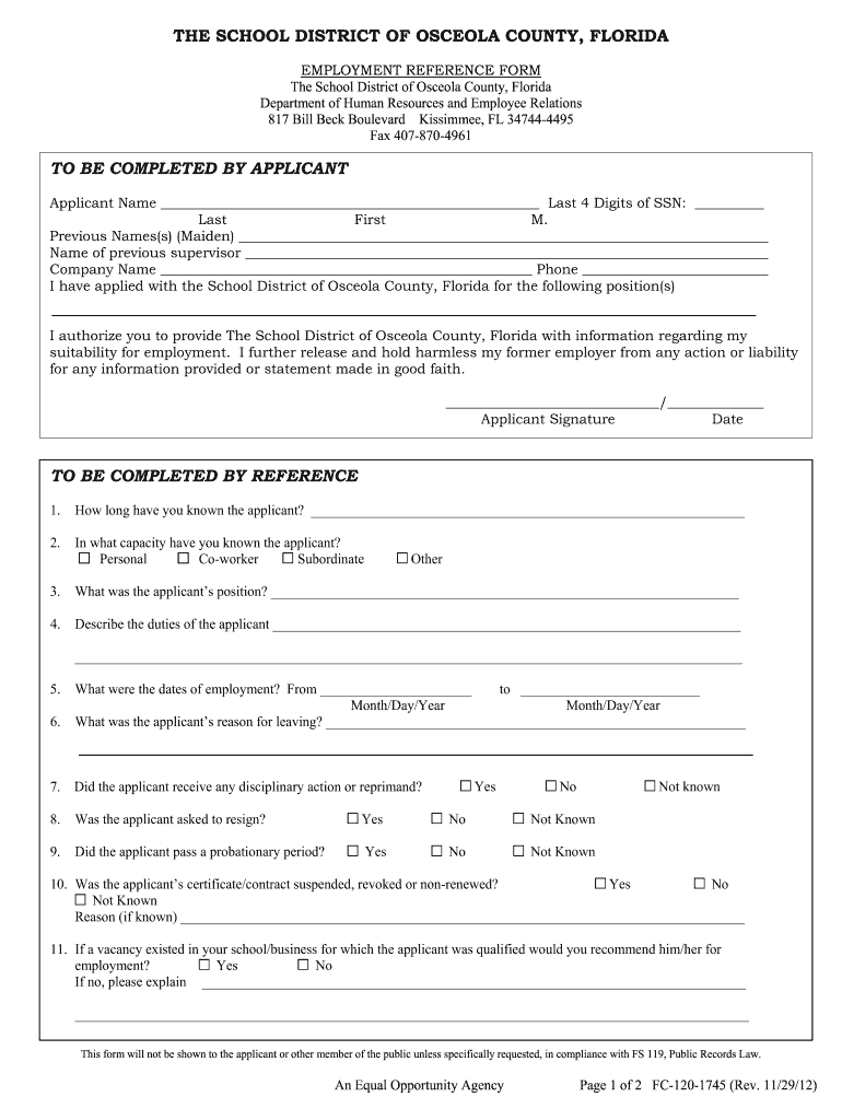  Osceola School District Transfer Form 2012-2024