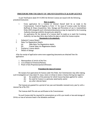 Solvent License  Form