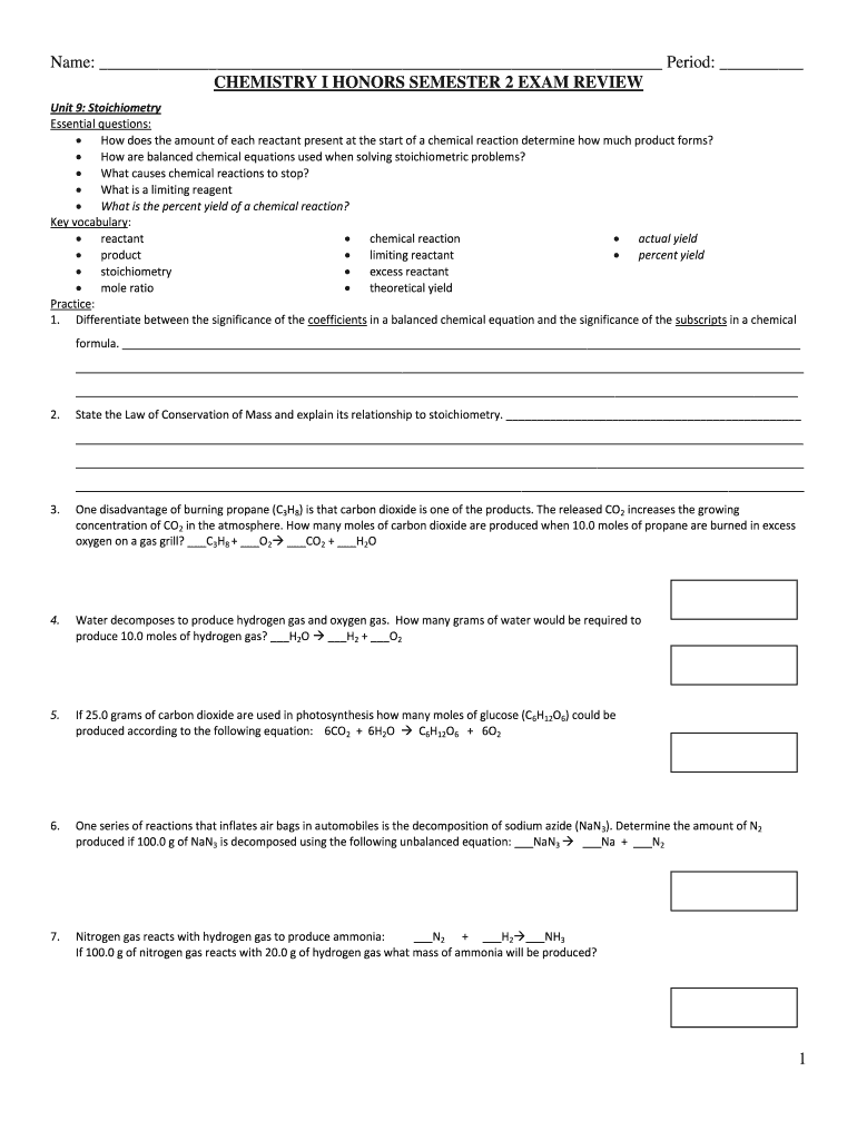 Introduction to Chemistry Exam 2 PDF  Form