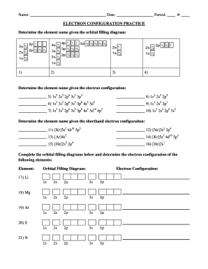 Electron Configuration Worksheet PDF  Form