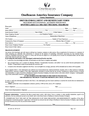 TRUCKERS OCCUPATIONAL ACIDENT APPLICATION  Form