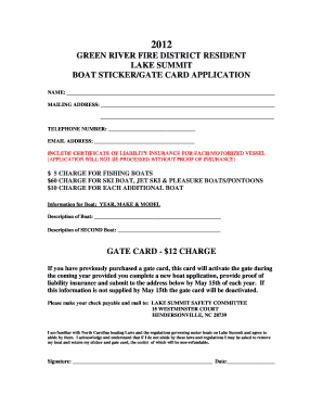 Lake Summit Boat Permit  Form