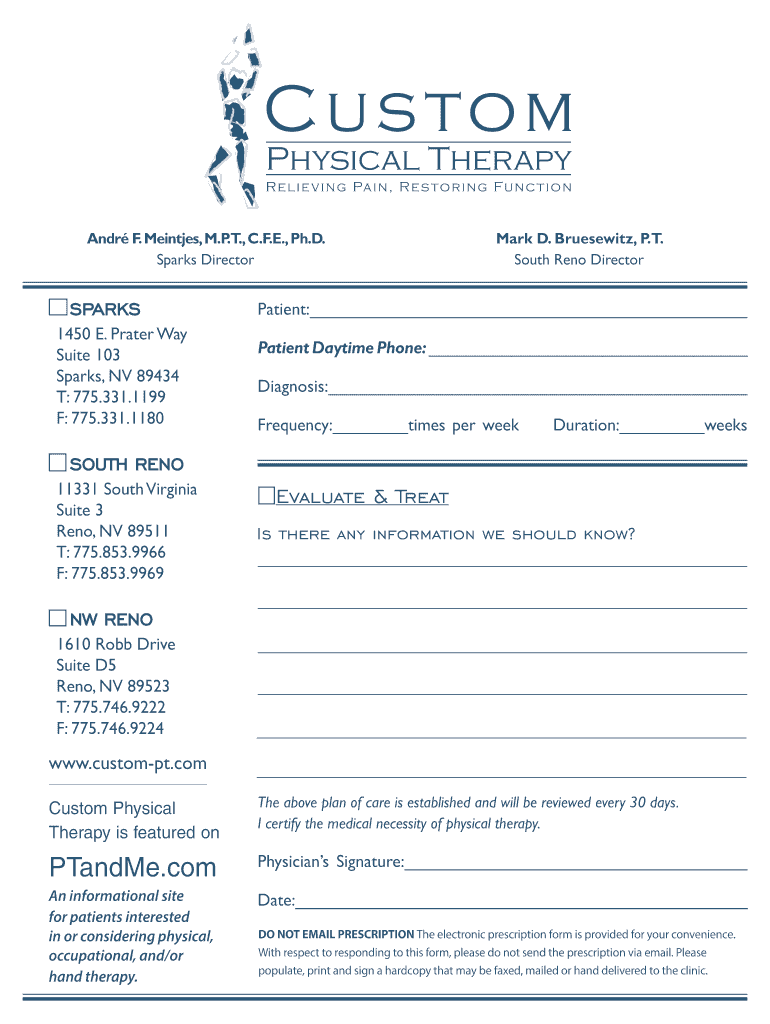 Custom Physical Therapy  Form