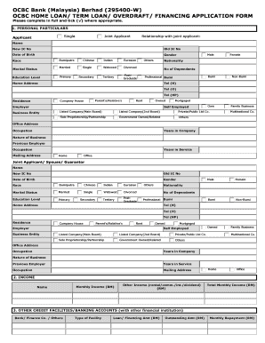 OCBC Bank Malaysia Berhad 295400 W OCBC HOME LOAN Form