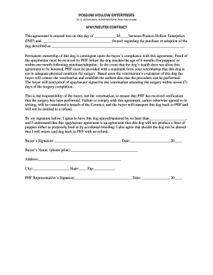 Spay Neuter Contract Template  Form