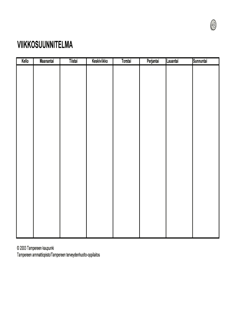 Viikkosuunnitelma Tampereen Kaupunki  Form