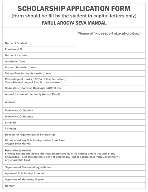 Parul University Scholarship  Form