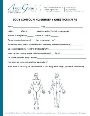  ASAPS Body Intake Form FEMALEdoc 2011