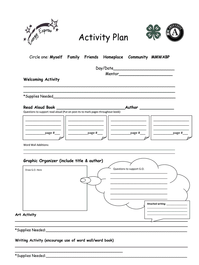 Activity Plan  BWVUb BExtb  Energy Express  Energyexpress Ext Wvu  Form