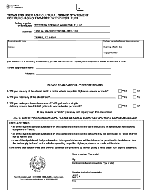 06 710 End User Agricultural Signed Statement for Purchasing Tax Dyed Diesel Fuel 06 710 End User Agricultural Signed Statement   Form