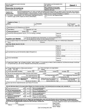 Gewerbeanmeldung Hilden  Form