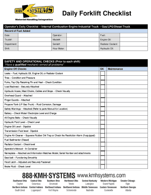 Forklift Checklist Daily  Form