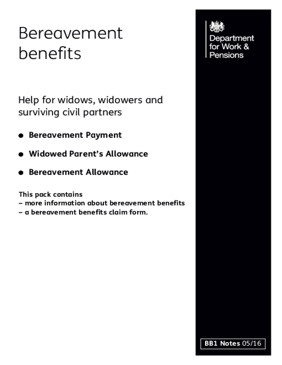  Bereavement Benefits Claim Bformb Govuk 2016