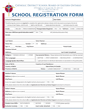 Catholic District School Board of Eastern Ontario  Form