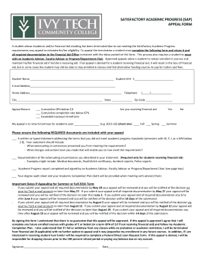  SATISFACTORY ACADEMIC PROGRESSSAP BAPPEALFORMb Ivytech 2019-2024