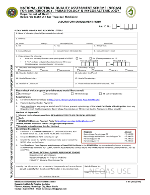 Nkti Neqas Hematology Registration Form