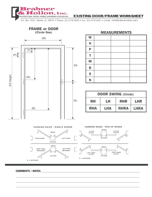 EXISTING DOORFRAME WORKSHEET P  Form