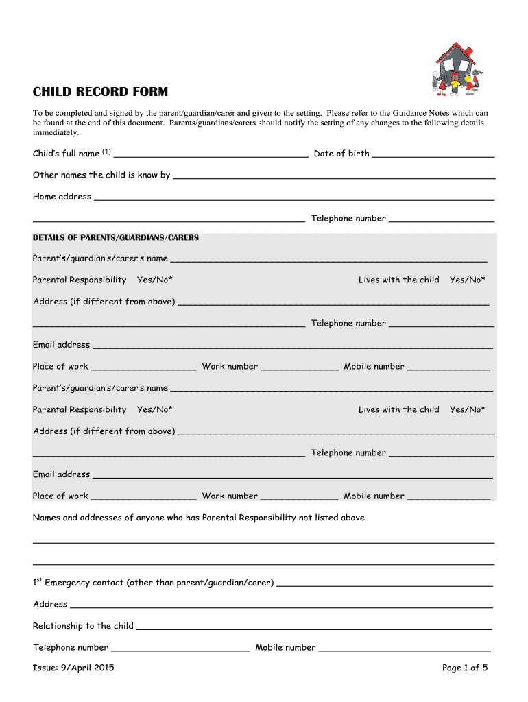 Child Record Form